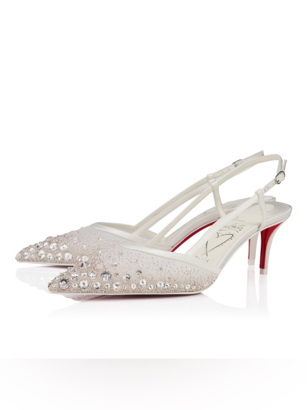 Christian Louboutin Miss Z Sling Crystal Bridal Heels Ivory 39.5 NWT